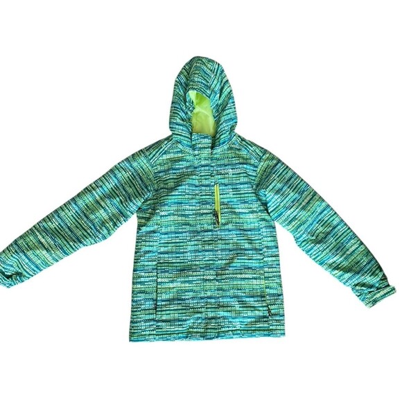 Columbia Jacket Girls L Green Waterproof Magic Mile Tippet Digi Print Outdoor - Picture 12 of 12